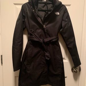 The North Face Black Rain Jacket with Belt and Hood